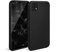 Moozy Minimalist Series Coque en Silicone pour Samsung A22 5G, Noire - Finition Mate, Étui Fin et Mince de TPU Souple Cas de Couverture de Téléphone Case Cover