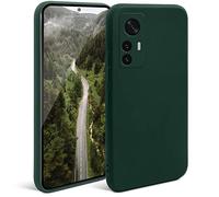 Moozy Minimalist Series Coque en Silicone pour Xiaomi 12 Pro, Vert Foret - Finition Mate, Étui Fin et Mince de TPU Souple Cas de Couverture de Téléphone Case Cover