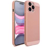 Moozy VentiGuard Coque de téléphone pour iPhone 14 Pro, 6,1 pouces, Housse respirante pour iPhone 14 Pro avec motif perforé pour la circulation de l'air, Coque rigide pour iPhone 14 Pro, Rose pastel