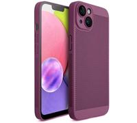 Moozy VentiGuard Coque pour iphone 14, 6.1-Pouces - Coque Antichoc Bumper Respirante avec Motif Perforé pour la Circulation d'air, Coque Housse Anti-Surchauffe, Étui Phone Case Cover, Violette