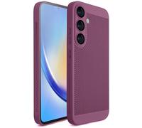 Moozy VentiGuard pour Samsung S24, Violette - Coque Respirante avec Motif Perforé pour Circulation d'Air, Ventilation, Anti-Surchauffe - Étui Phone Case Cover