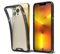 Moozy Xframe Coque antichoc pour iPhone 13 Pro - Coque transparente à bord noir, coque hybride transparente double couleur avec bord en TPU absorbant les chocs