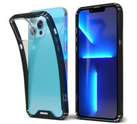 Moozy Xframe Coque antichoc pour iPhone 13 Pro Max - Coque transparente à bord noir, coque hybride double couleur transparente avec bord en TPU absorbant les chocs