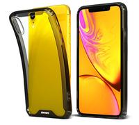 Moozy Xframe Coque antichoc pour iPhone XR - Coque transparente à bord noir, coque hybride transparente double couleur avec bord en TPU absorbant les chocs