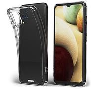 Moozy Xframe Coque Antichoc pour Samsung A12 - Coque Transparente à Bord de Protection, Étui Hybride Case Cover avec Un Cadre Transparente en TPU Anti-Choc