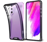 Moozy Xframe Coque Antichoc pour Samsung S21 FE - Coque Transparente à Bord Noir, Étui Hybride Case Cover Deux Couleurs Transparente avec Un Cadre en TPU Anti-Choc