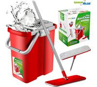 Mop Balai à laver les sols Set 360° manche télescopique 2en1 support plat plat