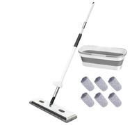 Mop Plate À Sec - Mops De Sol, Outil De Nettoyage | Mop Ménager À Tête Rotatif, Grand Nettoyant À Poignée Longue Pour Le Bois Dur, Les Carreaux, Le Tapis Dans La Maison, Le Dortoir, La Cuisine, La Sal