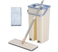 Mop Plate et Seau - Innovant sépare l'eau Propre et Sale | Sortez Le Seau MOP | Utilisation sèche et Humide MP | Maison de vadrouille Mains Libres adaptée aux tâches ménagères de Nettoyage de Sol