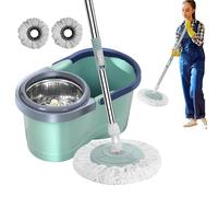 Mop Set - Hands-Free Self Bucket System | Effortless Household Floor Cleaning Tool, 360 Degree Rotating Microfibre Head, Hardwood Scrubber