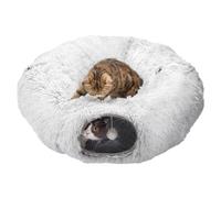 MOPANG Tunnel pour Chat Rond avec Coussin Amovible, Tunnel Chat Interieur, Ø 80cm, Gris Clair