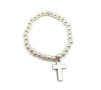 Mopec Bracelet en perles et croix Lot de 4 perles, 17 cm