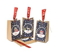 Mopec Coffret Maison, Reno, Cadeau 3 Assortis Cordon + Ruban Pack de 24, Kraft, Taille Unique