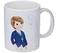 Mopec G670.3.5 Tasse en céramique La Mia Prima Comunione, 325 milliliters, porcelaine, tasse blanche et enfant américain bleu