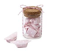 Mopec ID150.02 Lot de 12 bocaux en verre et 5 bonbons roses 4,5 x 6,5 cm