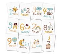 Mopec Lot de 12 cartes d'anniversaire avec dessins en catalan, 12 mois, 15 x 21 cm