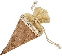 Mopec Lot de 12 sachets en Jute en Forme de cône, Marron, 4 x 4 x 15 cm