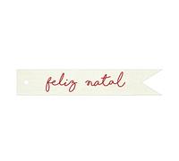 Mopec-Lot de 20 cartes banderole Happy Natal, blanc, 11 x 2 cm, NX481.14.7