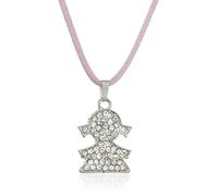 Mopec ma228.2 - Pendentif Forme de Fille en Strass et Cordon Rose, Pack de 10 unités