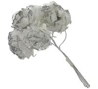 Mopec nf177.12 - Boutons de 6 Fleurs Blanches avec Paillettes argenté, Blanc