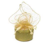 Mopec NHA3 Lot de 6 bougies de 60 g, parfum jasmin, mouchoir doré Ø6 x 4 cm
