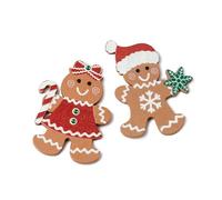Mopec NW403 Lot de 24 Autocollants en Bois Biscuit Gingembre, 5 cm, 4 x 4,5 x 0,2 cm, Marron