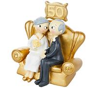Mopec Pop & Fun - Figurine pour gâteau de Noces d'or, 50 Anniversaire de Mariage, 16 x 16,5 cm, Couleur doré foncé
