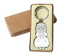 Mopec Porte-clés pour Communion Fille, métal, Argent, 0.4 x 2.7 x 5.7 cm, Lot de 2