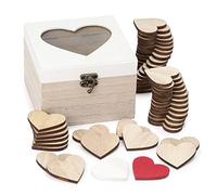 Mopec W13 Boîte en Bois avec fenêtre 48 cœurs pour Signer des vœux, Naturel, Normal