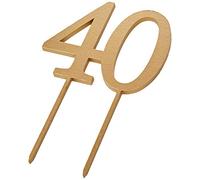 Mopec W140 Cake Topper 40 Doré 12 x 17 cm Bois Multicolore Taille Unique