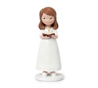 Mopec Y60 Figurine pour gâteau Communion Fille Robe Blanche et Bible 13 cm, Multicolore, Normale