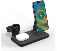 Mophie Snap+ Chargeur Sans Fil 3 En 1 Avec Adaptateur Royaume-Uni/Irlande,Appareils Compatibles Qi,Charge Rapide,Jusqu'à 15 W,Noir