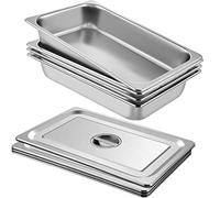 Mophorn Lot de 4 poêles à vapeur de 10,2 cm de profondeur avec couvercle 50,8 cm L x 32,8 cm l