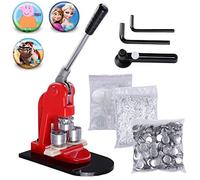 Mophorn Machine à Badge 44mm Badge Maker DIY Presse Badge 1000 Pièces Machine à Faire des Badges Boutons Circulaires Machine de Création de Badges Rouge Poignée Conviviale