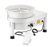 Mophorn Tour Poterie Électrique 280W, 25cm Roue Potier Céramique 0-300 TR/Min 220V Tour Potier Professionnel 8PCS Outils de Sculpture Argile Poterie CE Pédale et Bassin Détachable Blanc