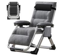 MOPHOTO Zero Gravity Chaise inclinable Pliante avec Coussinet et Poche latérale, Charge de 200 kg, Parfaite pour la Sieste, Le Salon, Le Balcon, Le Jardin, la terrasse（Gris Clair）