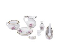 mophrati 1 Ensemble Mini Ensemble de Salle de Bain en céramique exquise Miniatures Jouets délicats 1/12 échelle Adorable Meubles décoratifs ornent