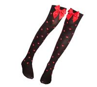 mophrati 1 paire chaussette Polyester fête fournitures bas créatif genou chaussettes mignon modèles résilience femmes robe soie bas, Noeud papillon coeur noir
