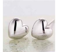 mophrati 1 paire femmes mignon coeur forme oreille boucles d'oreilles anniversaire Piercing goujons bijoux décoration fournitures adolescent femme, argent