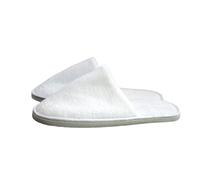 mophrati 10 paires de pantoufles d'hôtel jetables en molleton de corail diapositives couleur unie chaussures voyage à domicile antidérapantes passager invité, Blanc