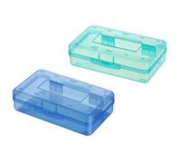 mophrati 2 étuis, boîte de Rangement pour Fournitures Scolaires, Contenant de Rangement pour Crayons, Trousse et garçons, pour Papeterie, cosmétiques, Bleu + Vert