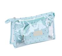 mophrati 3 Pièces Cosmétiques Sac Portable Voyage en Plastique Organisation Salle De Bains Maquillage Brosse Poche Articles De Toilette Organisateur Conteneur, Bleu