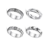 mophrati 4 pièces/ensemble adultes Portable en acier inoxydable Couples anneau mariage fiançailles fête Banquet anneaux Kit bijoux à la main, Taille 10