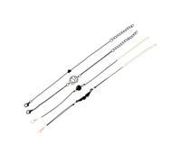 mophrati 4 pièces/ensemble femme feuille coeur Bracelets alliage plastique bracelets avec chaîne d'extension mariage bracelet poignet bijoux