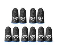 mophrati 5 paires de manchons de jeu mobiles pour le bout des doigts, couvertures anti-empreintes digitales, gants réutilisables en fibre d'argent tricotée à l'épreuve de l'huile 24 broches, Bleu