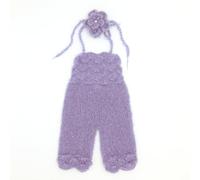 mophrati Accessoires de Photographie pour Nouveau-nés, Ensemble de Salopette tissée en Mohair, à la Mode pour Les séances Photo Nouveau-né, Accessoires Photographie, Bandeau, Violet, 0-2M