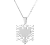 mophrati Aigle carte pendentif rétro Vintage cartes drapeau collier femmes hommes antirouille clavicule chaîne chandail chaînes bijoux cadeau, Argent