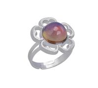 mophrati Bague émotionnelle à changement de couleur, motif tournesols, en alliage de zinc. Reflète les sentiments par ses couleurs et sa taille ajustable. Espoir et compréhension pour autrui.