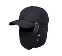 mophrati Bonnet cache-oreilles super chaud pour l'hiver avec housse coupe-vent amovible, chapeau doux pour la pêche et le ski en plein air pour femme, noir