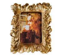 mophrati Cadre photo doré en forme d'iris, style rétro et ornementé, décoration élégante pour la maison et le bureau. Cadre photo doré, objet de décoration pour la maison, 5 pouces